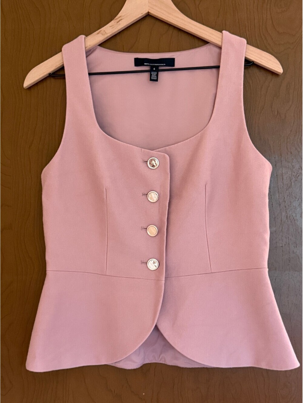 White House Black Market Peplum Vest Size 6 Sleeveless Buttons Feminine Coquette